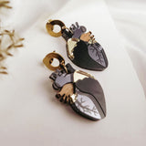 Anatomical Heart Earrings - black