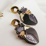 Anatomical Heart Earrings - black