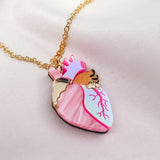 Anatomical Heart Pendant Necklace - Pink