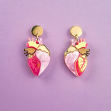 Anatomical Heart Earrings - pink