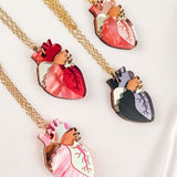 Anatomical Heart Pendant Necklace - Red