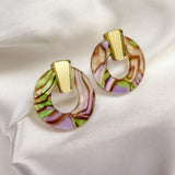 Circle Studs - Abalon Shell