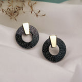 Circle Studs - Black Glitter