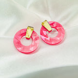 Circle Studs - Holographic Pink