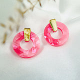 Circle Studs - Holographic Pink