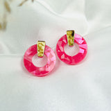 Circle Studs - Holographic Pink