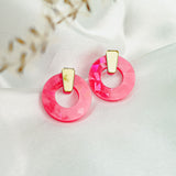 Circle Studs - Holographic Pink