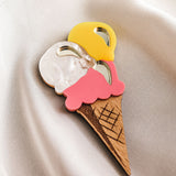 Ice Cream Brooch - Raspberry+Mango