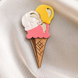 Ice Cream Brooch - Raspberry+Mango