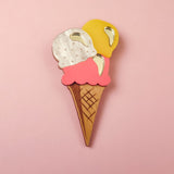 Ice Cream Brooch - Raspberry+Mango