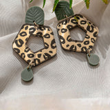 Leopard Earrings - Pine Green