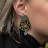 Leopard Earrings - Pine Green