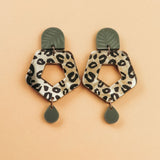 Leopard Earrings - Pine Green