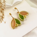 Tulip Huggie Earrings - Green