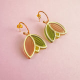 Tulip Huggie Earrings - Green