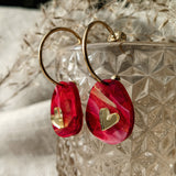 Valentine Pebble Earrings - Red