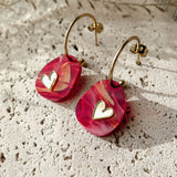 Valentine Pebble Earrings - Red