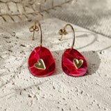 Valentine Pebble Earrings - Red