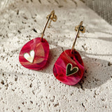 Valentine Pebble Earrings - Red