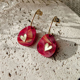 Valentine Pebble Earrings - Red